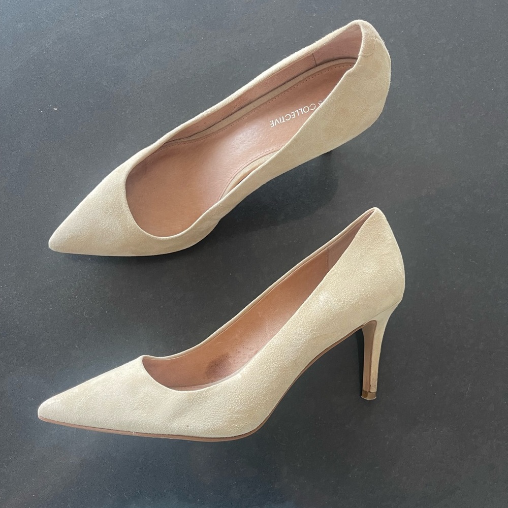 206 COLLECTIVE GENUINE TAN SUEDE NUDE PUMPS 8.5 - Picture 7 of 8